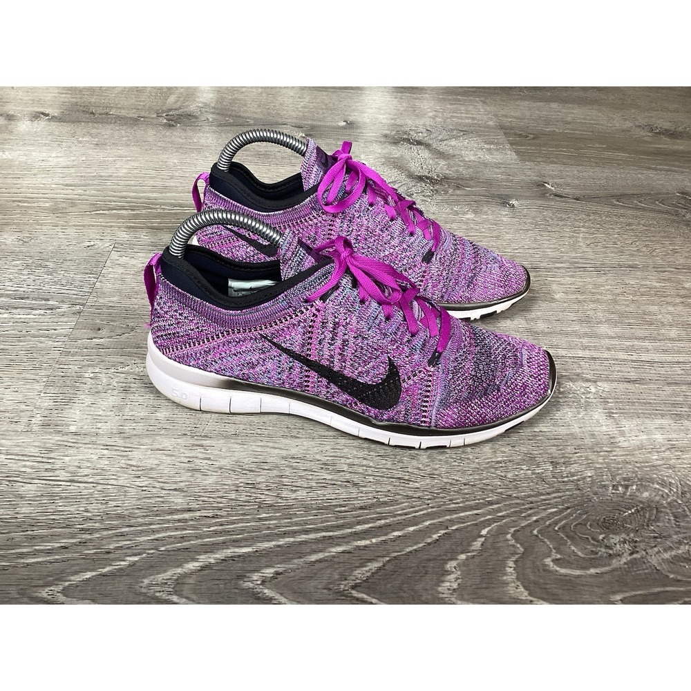 Nike Free Womens Size 7.5 Running Sneakers 718785-501 Flyknit Vivid Purple/Black